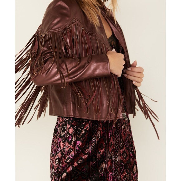 Idyllwind by Miranda Lambert Metallic Zip-Front Fringe Moto Jacket XS - Picture 6 of 10
